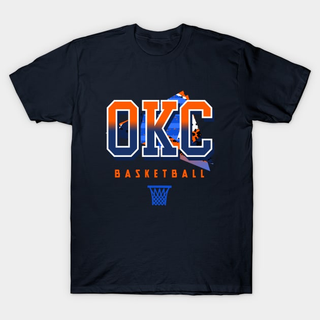 Oklahoma City Retro Basketball T-Shirt by funandgames